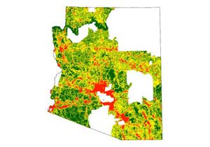 map of Arizona human modification dataset