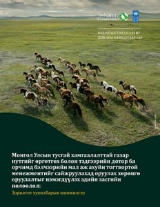 Cover image for Mongolian version of policy brief around expanding protected areas and improving sustainable livestock in and around protected areas in Mongolia.