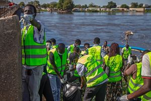 Young men working on the Nile.