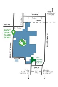 Map showing boundaries of a large land holding and the surrounding streets.
