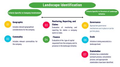 Graphic showing the seven criteria that companies should use to evaluate landscape-level priorities.