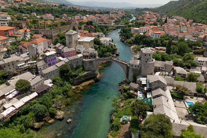 A river runs through Mostar, Bosnia and Herzegovina.