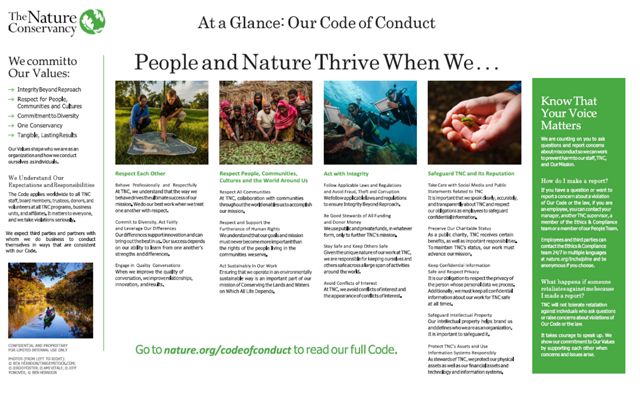 A screenshot of TNC's code of conduct.