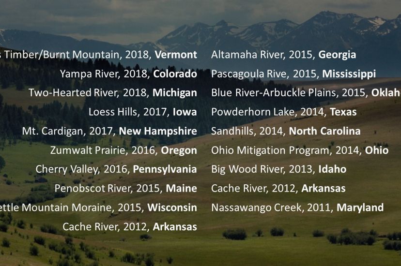 Sampling of major land and water protection projects driven by The Nature Conservancy’s U.S. state chapters. 