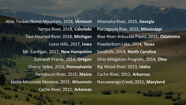 Sampling of major land and water protection projects driven by The Nature Conservancy’s U.S. state chapters. 