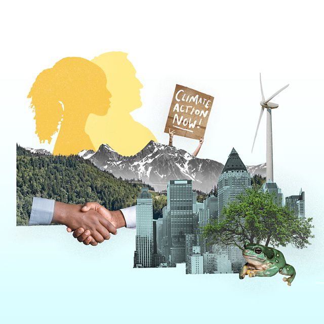 Collage illustrating the pillars of The Nature Conservancy's agenda.