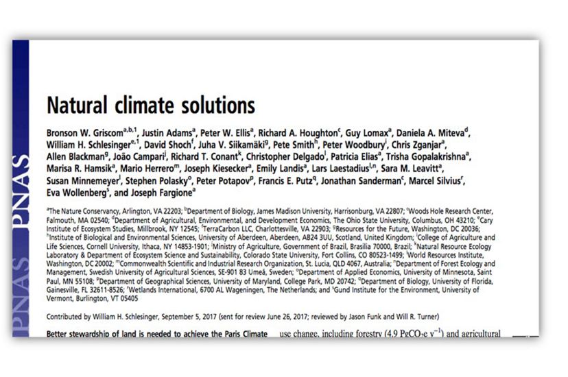 Paper published in PNAS on Natural Climate Solutions.