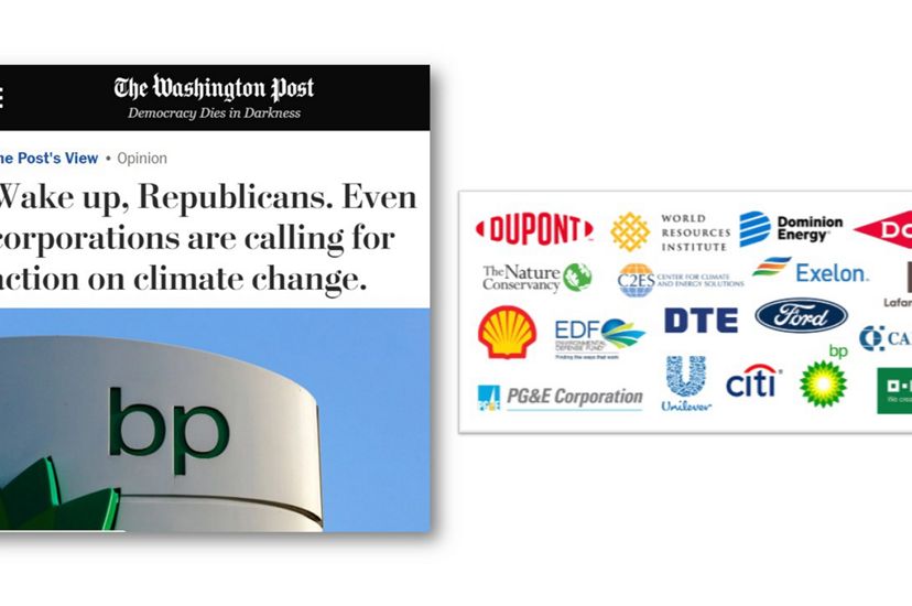 Washington Post op-ed and names of CEOs in the CEO Climate Dialogue.