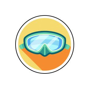 An illustration of swimming goggles.