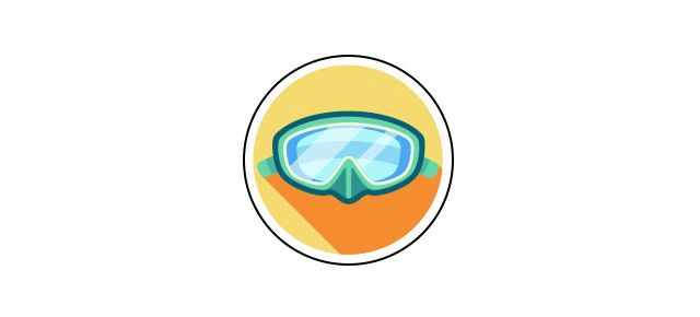 An illustration of swimming goggles.