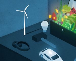 an animated toolbox with plants and flowers spilling out.
