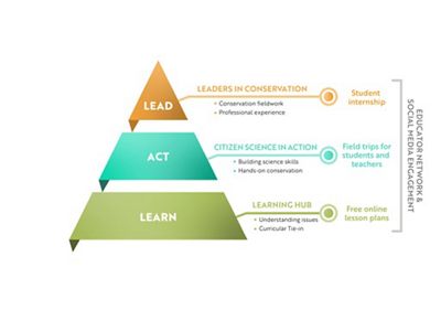 A pyramidal graphic showing the Lead-Act-Learn process.