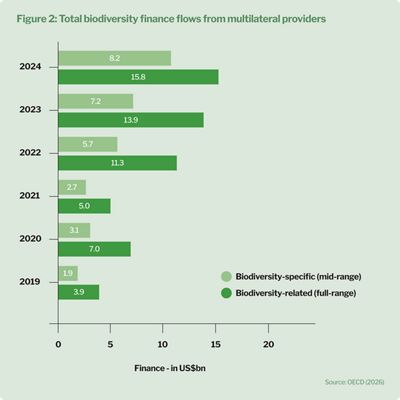 Chart showing the total biodiversity finance flows from multilateral providers.
