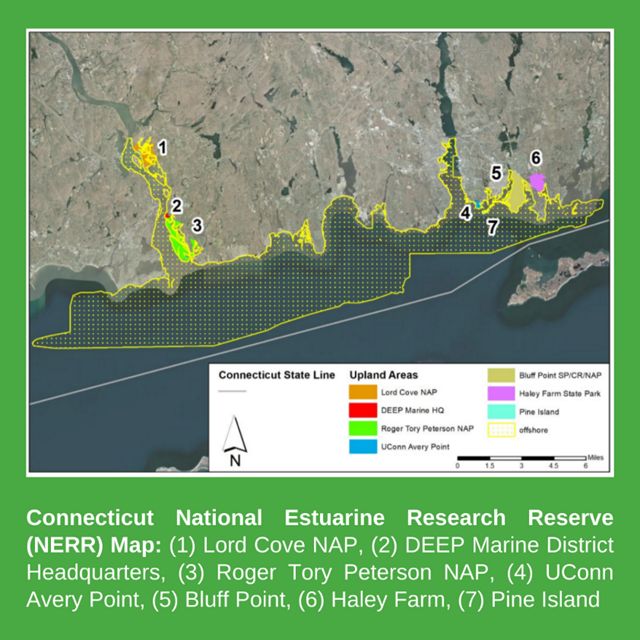 Map showing the Connecticut National Estuarine Research Reserve (NERR).