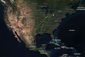 Migration map of eastern whip-poor-will through the United States and Central America. 