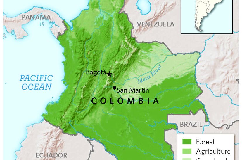 Map of Colombia land use