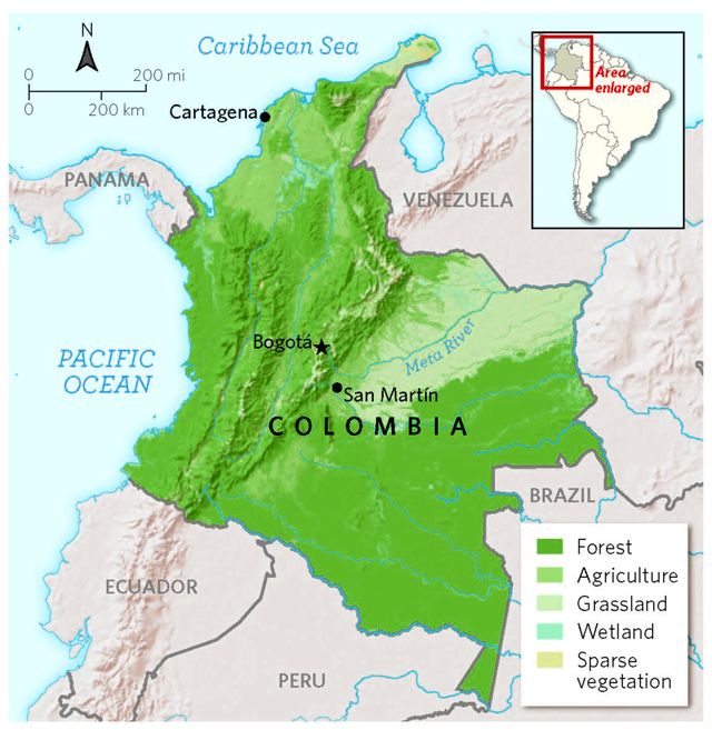 Map of Colombia land use