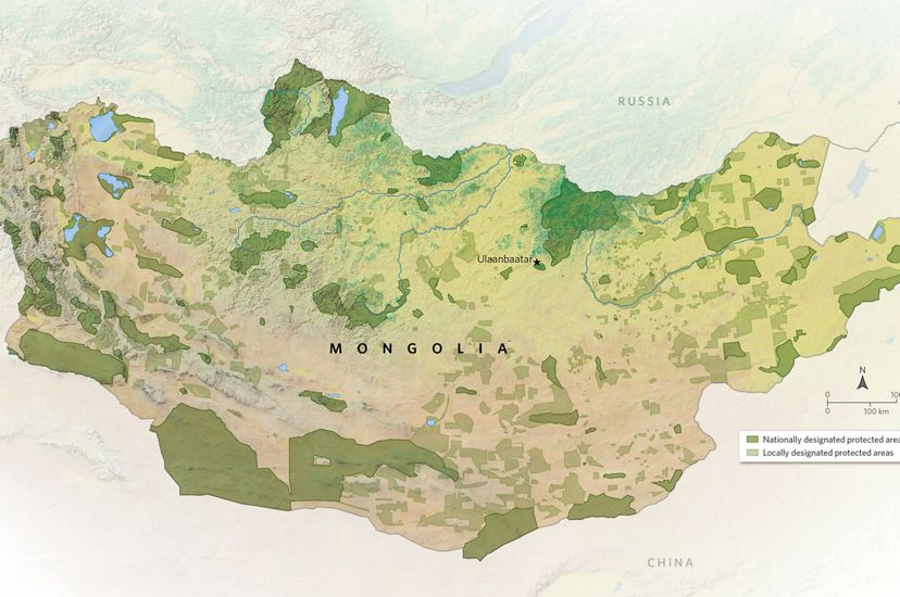 Map of protected lands in Mongolia