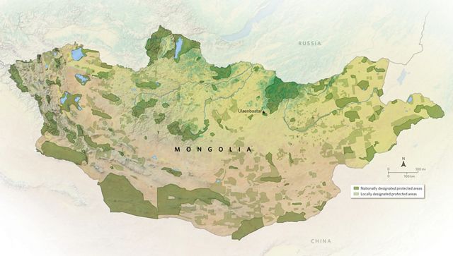Map of protected lands in Mongolia