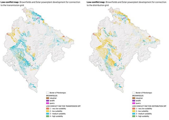 Maps show brownfield development potential across Montenegro.