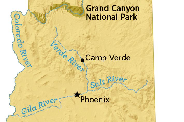 A map of Arizona shows where Camp Verde is.