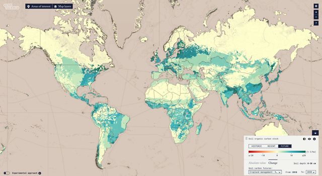 A global map showing potential carbon storage in future