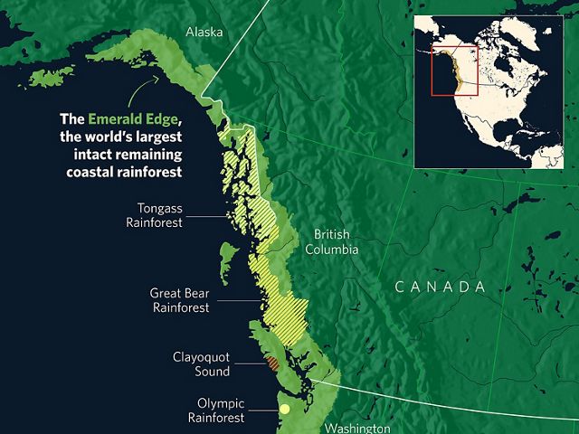 Map of Emerald Edge coastline from Oregon to Alaska.