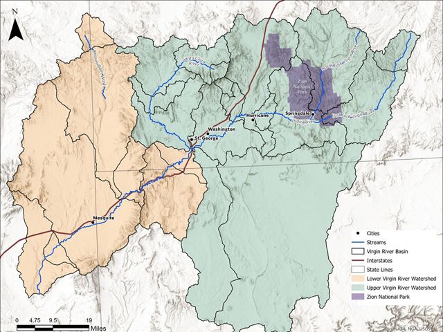 Map of the Virgin River watershed.