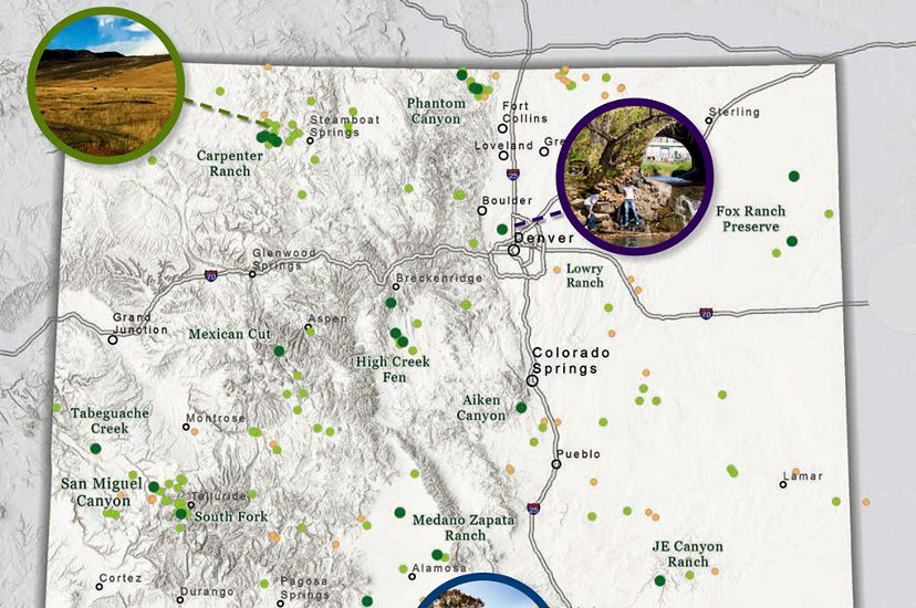 Map of Colorado showing TNC conservation focus areas.