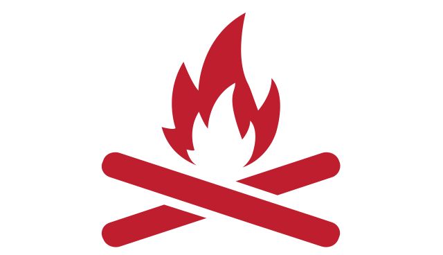 Red icon of a campfire.