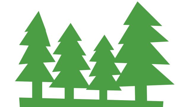 Green icon of a forest of trees.
