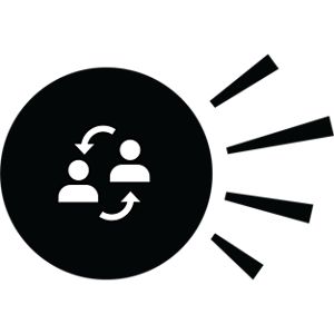 Icon depicting person to person sharing