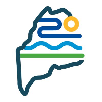 Colorful logo shaped like the state of Maine.