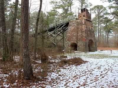 historic furnace in the snow