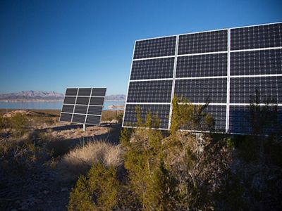 Solar panels, Lake Mead, USA.
