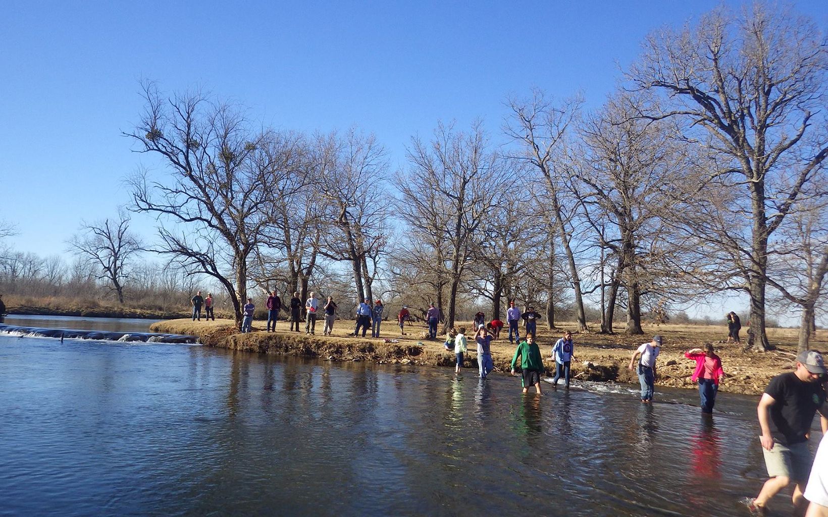 Volunteers enjoying the Blue River