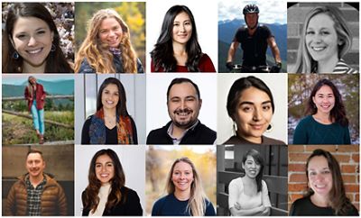 A grid of 18 diverse men and women smiling.