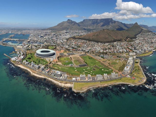 Aerial views of Cape Town, South Africa.