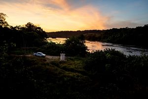 Sunset at river in Gabon