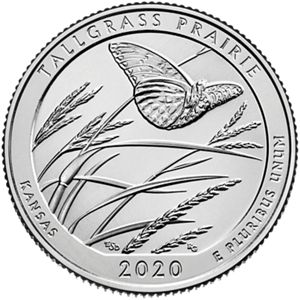 Tallgrass prairie quarter with butterfly.