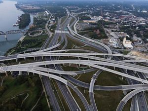 The Spaghetti Junction in Louisville, Kentucky. Louisville is a transit hub, and the air quality is affected by exhaust from tens of thousands of planes, trucks and trains.