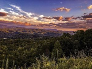 sunset over the smoky mountains. 