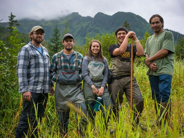 Members of the Hoonah Native Forest Partnership in Hoonah, Alaska. Community stewardship of the Tongass National Forest helps maintain the natural wealth of this region. 