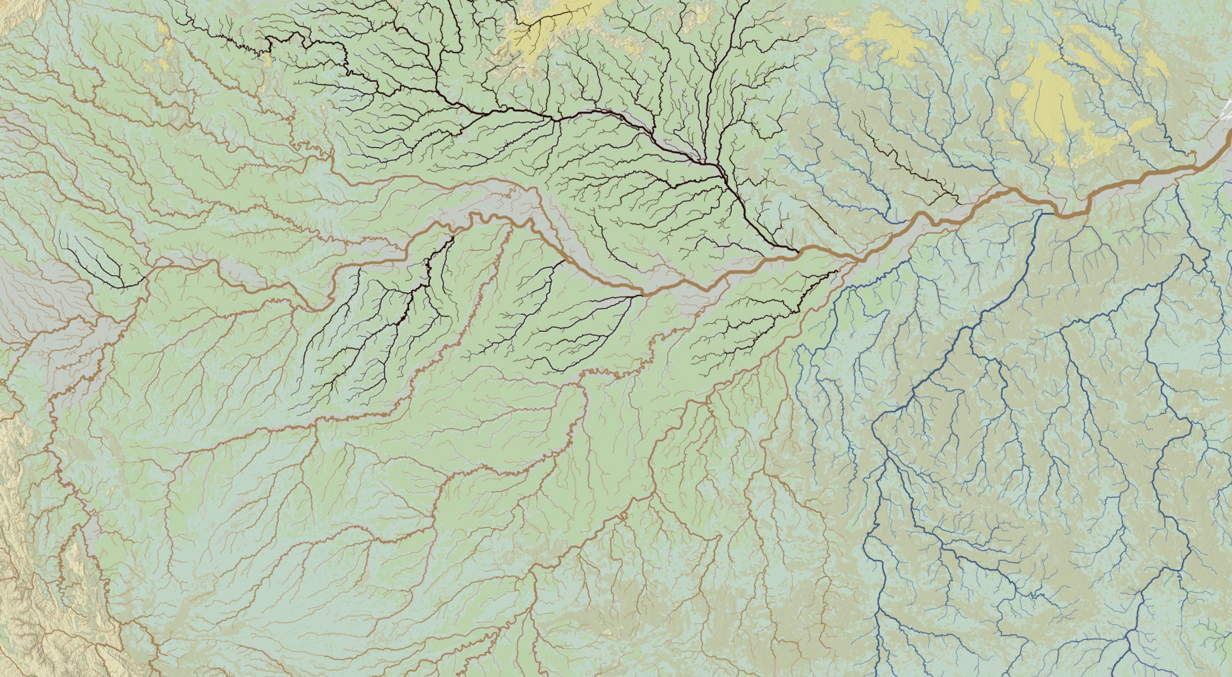 Geospatial maps of the Amazon River network.