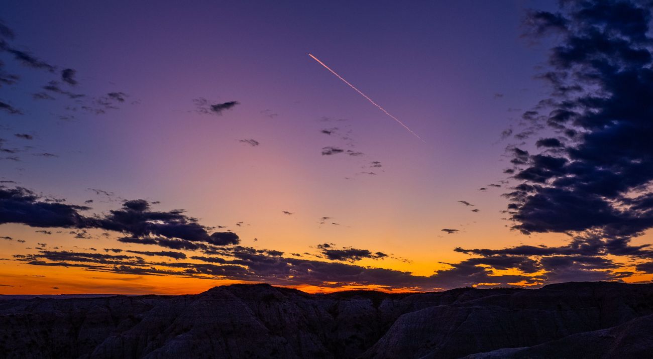 A spectacular orange and purple sunset.
