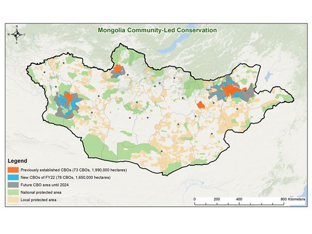 Map of community-led conservation showing establishment of protected areas.