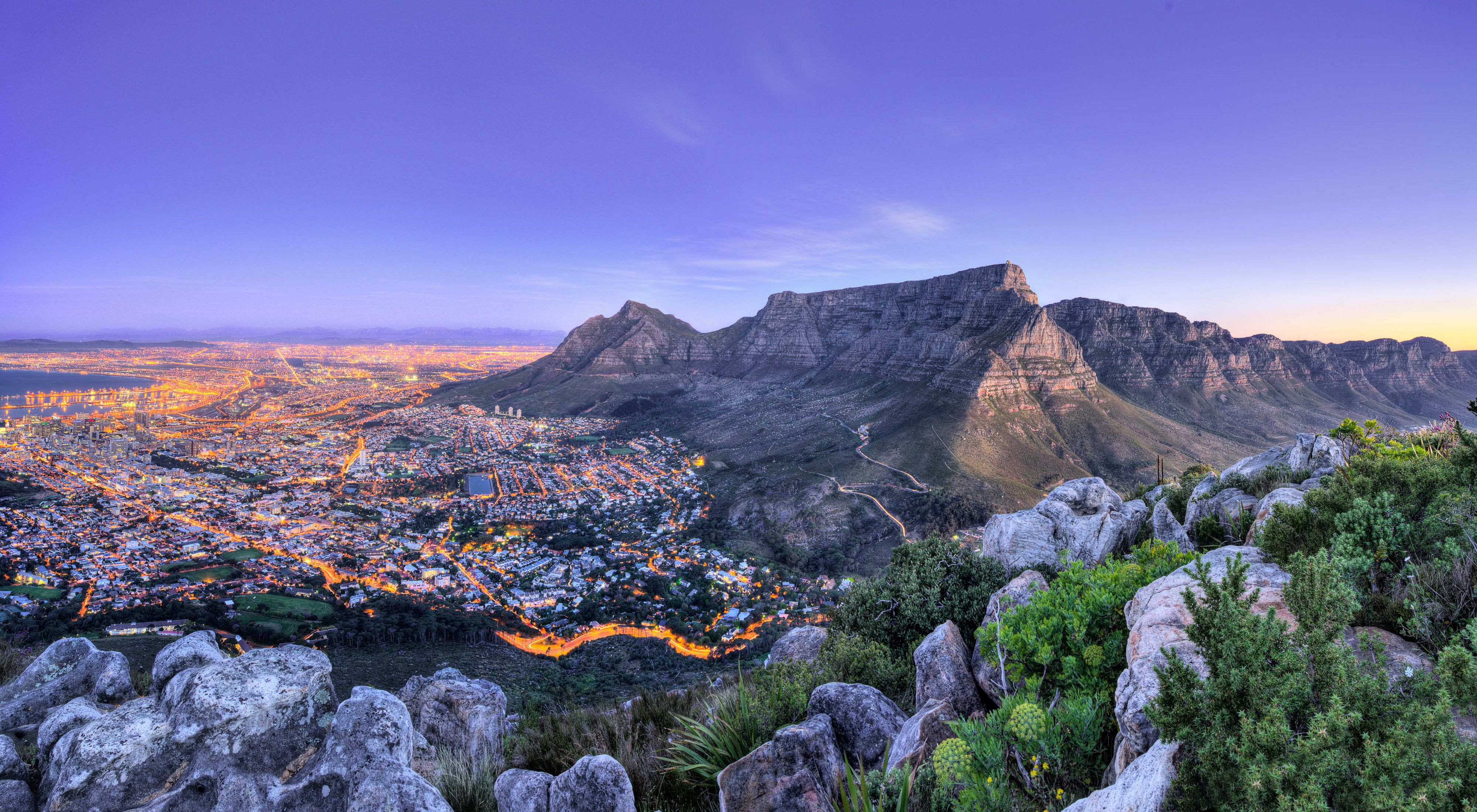 View of Cape Town, South Africa, at dusk