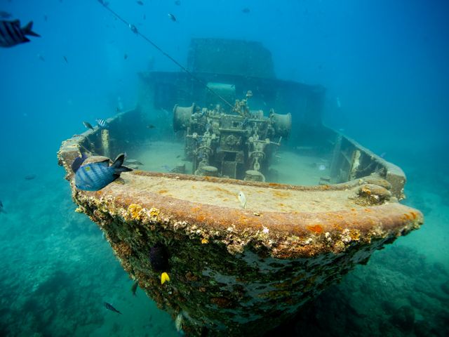 A shipwreck off the coast of the Dominican Republic.
