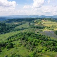 Aerial photo of reclaimed mine lands in Virginia.