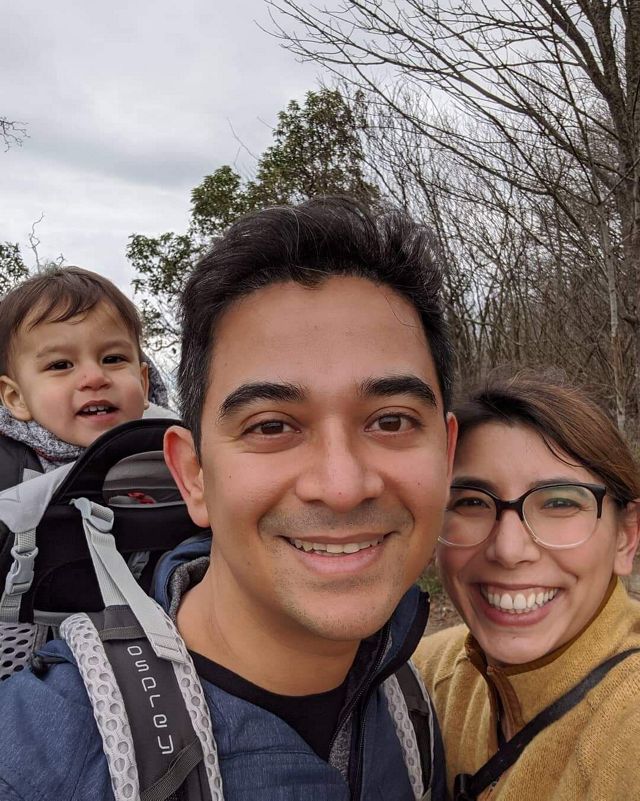 David Mendoza with his wife and child.